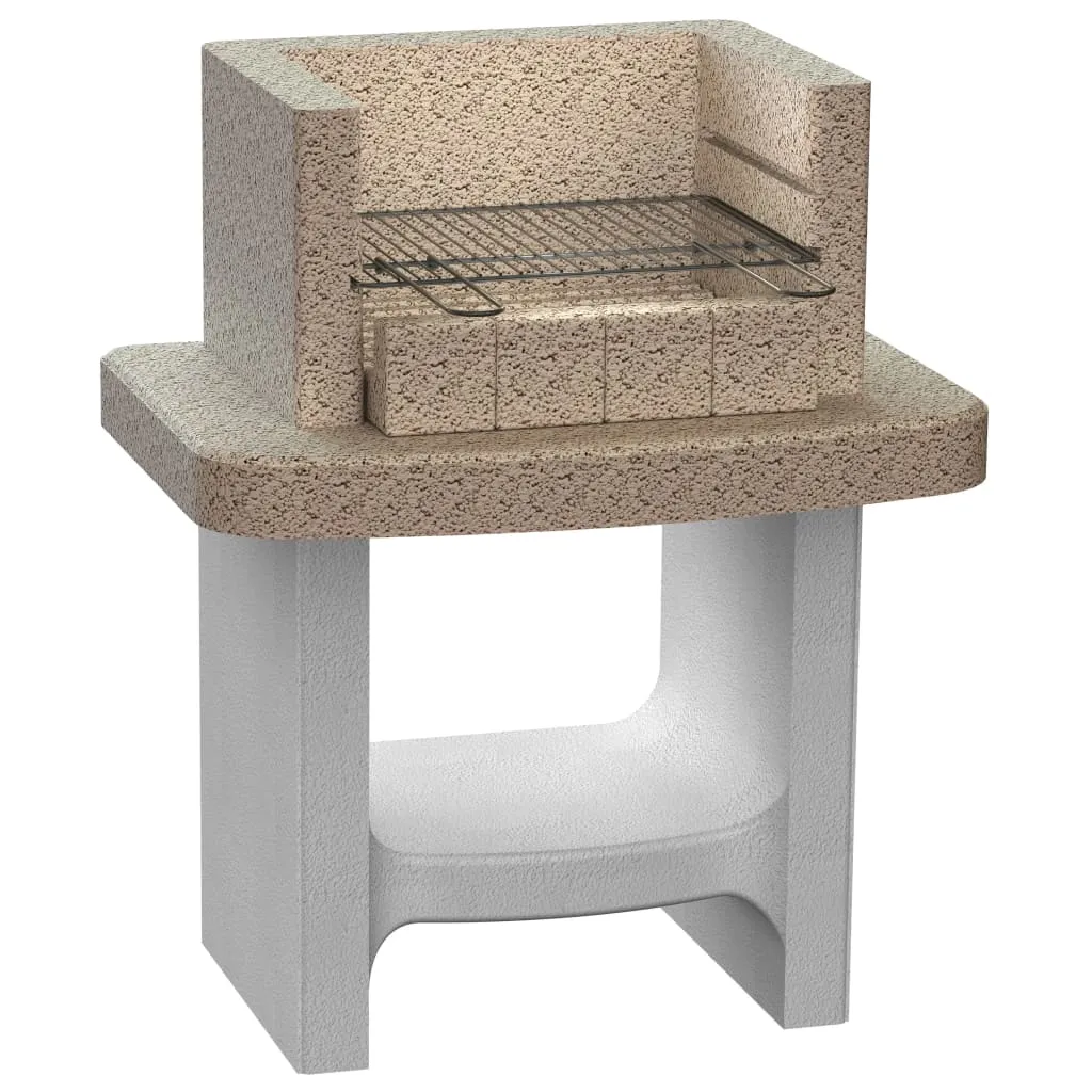 DesignMöbel - Beige Klassische Holzkohle-Standgrill aus Beton mit Ablage -{78x55x94,1 cm}KAUF65677